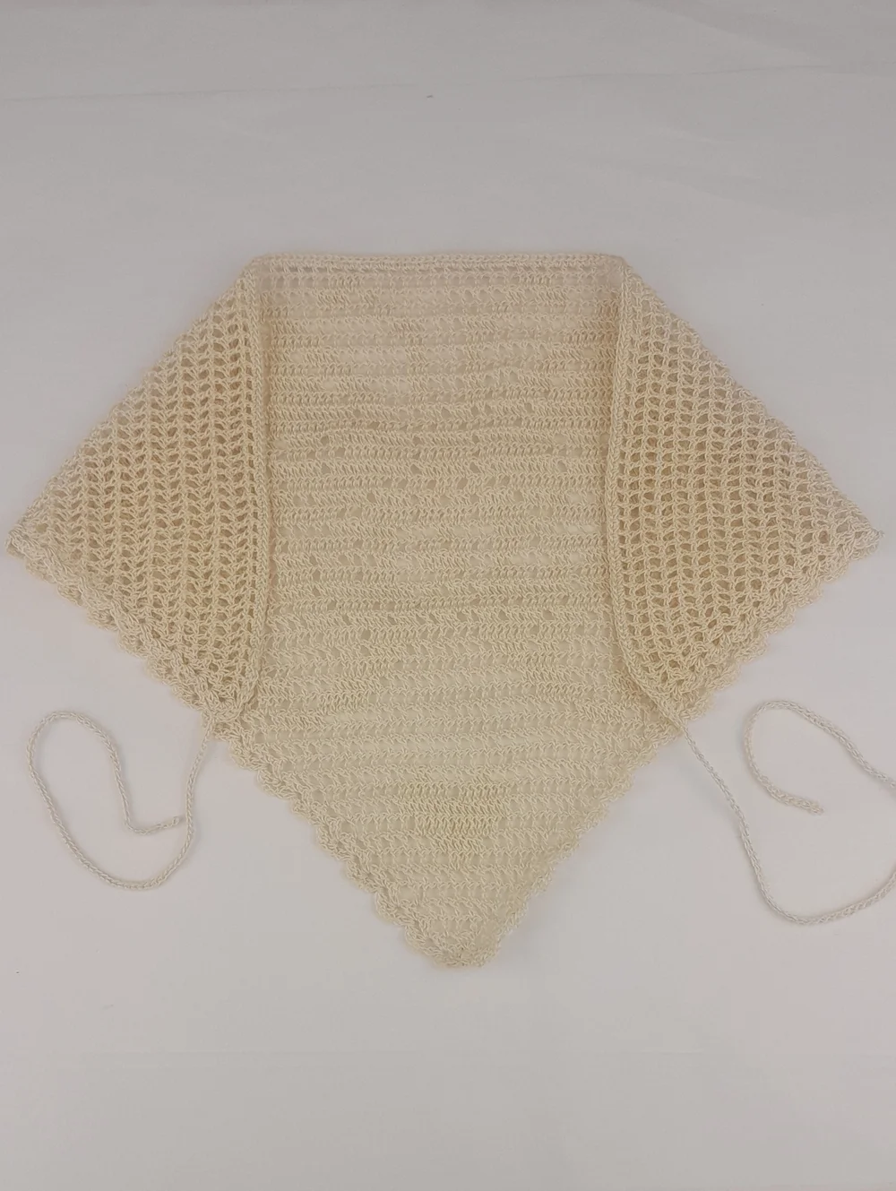 Handcrafted Cream Crochet Butterfly & Hearts Head Bandana Kerchief Tie Back